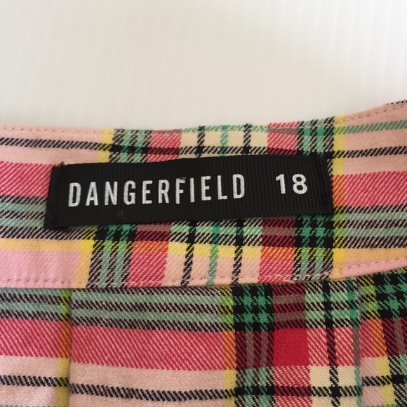 DANGERFIELD 18 plus size womens pleated plaid mini skirt pink green tartan curvy - Picture 3 of 16